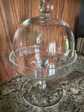 Mini 6” Glass Cake Stand with Dome Cover - Clear